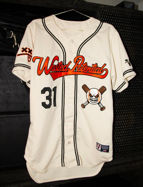 Wasted Potential baseball jersey, cut and sew custom apparel at hi-fin