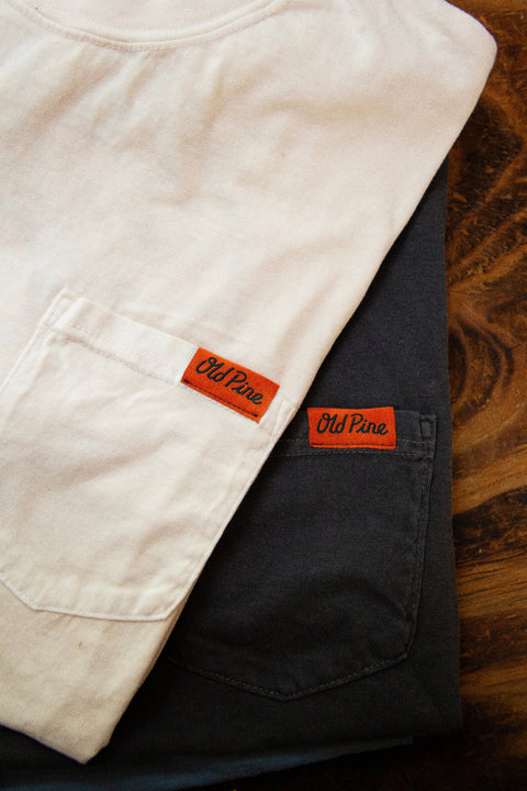 Two pocket t-shirts with 'Old Pine' woven labels.